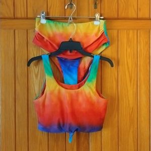 EUC Zaful Rainbow Tie Dye Bikini Set